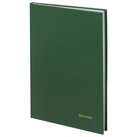Книга учета 96 л., клетка, твердая, бумвинил, блок офсет, А4 200х290 мм, BRAUBERG, зеленая, 130222