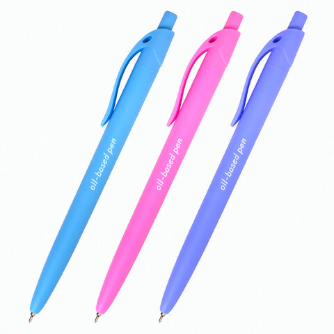 Ручка шариковая масляная автоматическая BRAUBERG "FRUITY Pastel", СИНЯЯ, корпус soft-touch, узел 0,7 мм, линия письма 0,35 мм, 142959