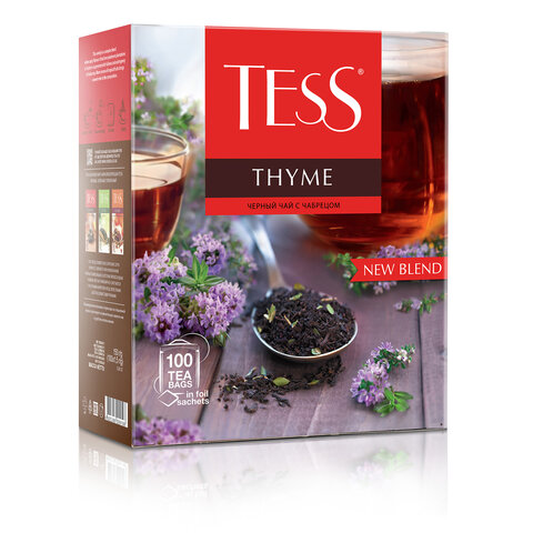 Чай TESS "Thyme" черный с чабрецом и цедрой лимона, 100 пакетиков в конвертах по 2 г, 1185-09