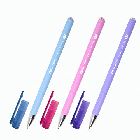 Ручка шариковая масляная BRAUBERG "FRUITY Pastel", СИНЯЯ, soft-touch, узел 0,7 мм, линия письма 0,35 мм, 142958