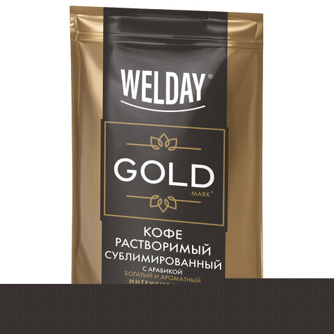 Кофе растворимый WELDAY (ВЭЛДЭЙ) "GOLD" 500 г, БРАЗИЛИЯ, арабика, сублимированный, 622673