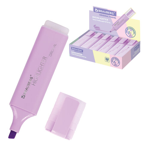 Текстовыделитель BRAUBERG "ORIGINAL PASTEL", ЛАВАНДОВЫЙ, линия 1-5 мм, 151695