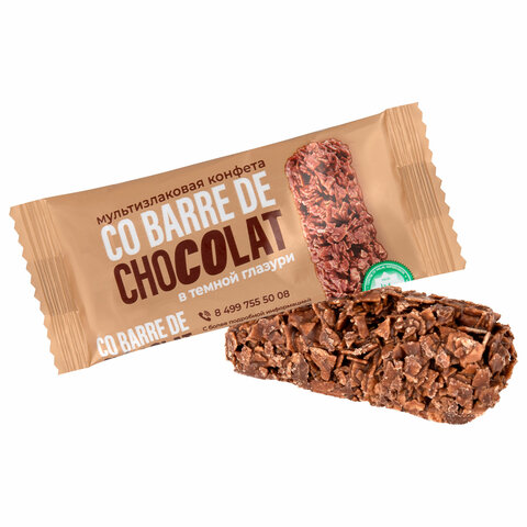 Конфеты мультизлаковые CO BARRE DE CHOCOLAT с темной глазурью, 135 г, УТ-00032333