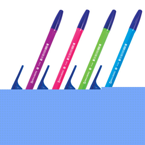 Ручка шариковая BRAUBERG "X-333" NEON SOLID, СИНЯЯ, корпус ассорти, узел 0,7 мм, линия письма 0,35 мм, 142831