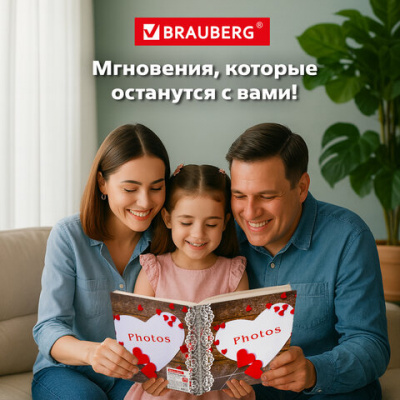 Фотоальбом BRAUBERG "С любовью" на 200 фото 10х15 см, твердая обложка, термосварка, 391158