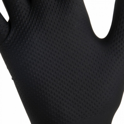 Перчатки нитриловые сверхпрочные с текстурой SFM MEGA TEX BLACK, Германия, 25 пар (50 штук), размер 7-8 (средний)