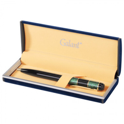 Ручка подарочная шариковая GALANT "Granit Green", корпус черный с темно-зеленым, золотистые детали, пишущий узел 0,7 мм, синяя, 140393