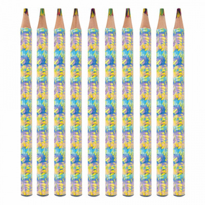 Карандаш с многоцветным грифелем ЮНЛАНДИЯ MAGIC TROPIC, 1 шт., тропические цвета, шестигранный, утолщ.грифель 5мм, натуральное дерево,181790
