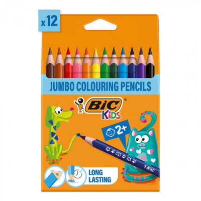 Карандаши цветные утолщенные BIC "Kids Evolution Triangle", 12 цветов, трехгранные, грифель 4 мм, 8297356, 82973511