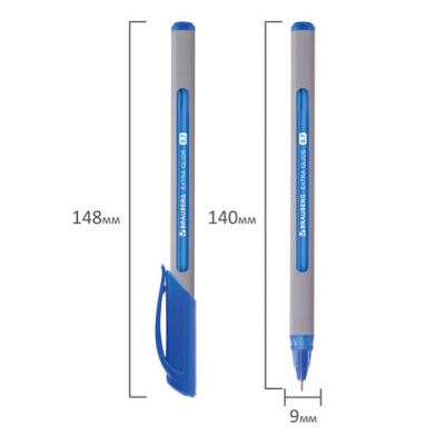 Ручка шариковая масляная BRAUBERG "Extra Glide Soft Grey", СИНЯЯ, узел 0,7 мм, линия письма 0,35 мм, 142929