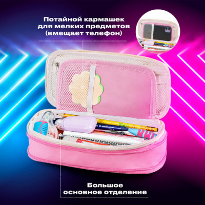 Пенал-трансформер BRAUBERG, полиэстер, 22х10х3 см, "Crystal rose", 271563