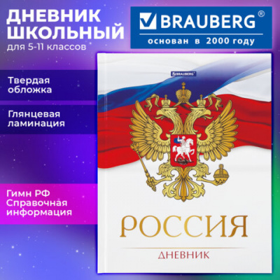 Дневник 5-11 класс 48 л., твердый, BRAUBERG, глянцевая ламинация, с подсказом, "Символика 2", 106067