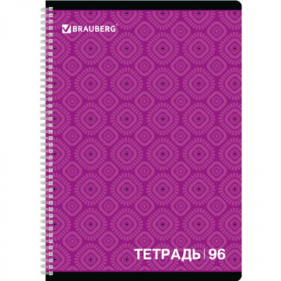 Тетрадь А4, 96 л., BRAUBERG, гребень, клетка, обложка картон, МОНОХРОМ 2, 402058