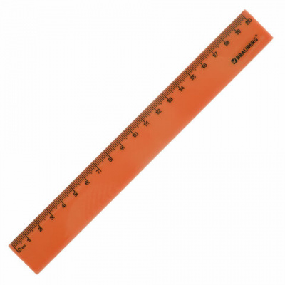 Линейка пластиковая 20 см, BRAUBERG "NEON", ассорти, пакет, 210773