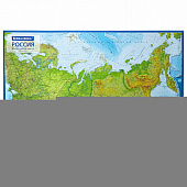 Карта России физическая 101х70 см, 1:8,5М, с ламинацией, интерактивная, европодвес, BRAUBERG, 112392