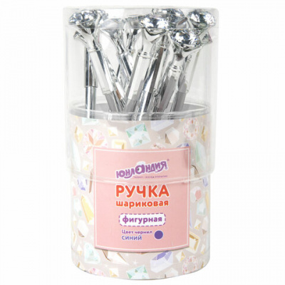 Ручка фигурная шариковая ЮНЛАНДИЯ "Кристалл", корпус ассорти, СИНЯЯ, пишущий узел 0,7 мм, 143788
