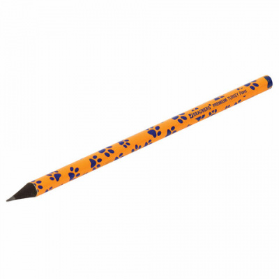 Карандаш чернографитный BRAUBERG "PREMIUM TURKEY", 1 шт., "Paws", НВ, ассорти, дисплей, 181566