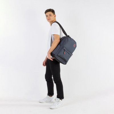 Рюкзак BRAUBERG ENERGETIC универсальный, эргономичный, "Recycle", черный\серый, 43х30х16 см, 270796