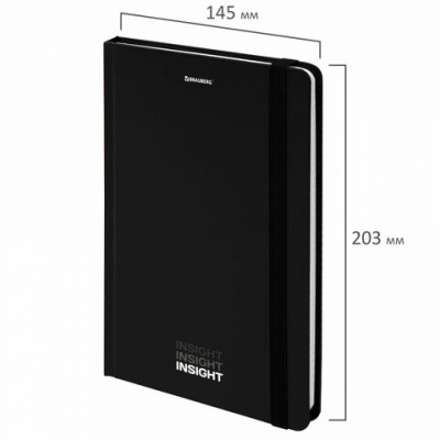 Блокнот с резинкой в клетку 96 л., А5, 145х203 мм, твердая обложка, BRAUBERG, "Insight", 113723