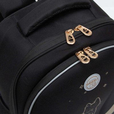 Ранец GRIZZLY анатомическая спинка, c брелоком, для девочек, "NIGHT CAT", 36х28х20 см, RAz-286-1/1