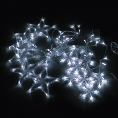 Электрогирлянда-занавес комнатная "Звезды" 3х1 м, 138 LED, холодный белый, 220 V, ЗОЛОТАЯ СКАЗКА, 591337