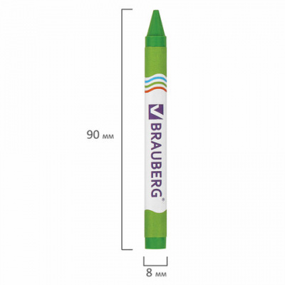 Восковые мелки BRAUBERG, НАБОР 12 цветов, 222962