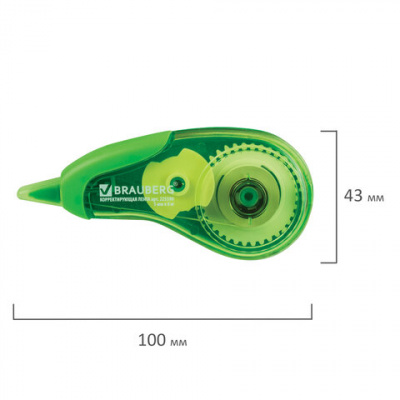 Корректирующая лента BRAUBERG DESIGN ONE, 5 мм х 6 м, зеленый корпус, в блистере, 225590