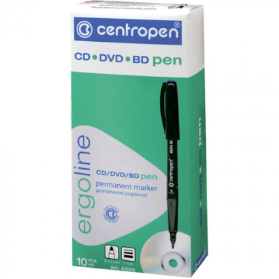 Маркер для CD и DVD ЧЕРНЫЙ CENTROPEN, трехгранная форма захвата, тонкий, 1 мм, 4606, 6 4606 0112