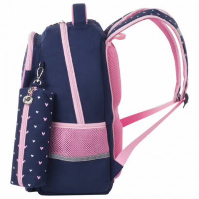 Рюкзак ЮНЛАНДИЯ COMPLETE с пеналом в комплекте, эрго-спинка, "Pink bow", 42х29х14 см, 229972