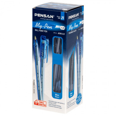 Ручка шариковая масляная PENSAN "My-Pen", СИНЯЯ, корпус тонированный синий, узел 1 мм, линия письма 0,5 мм, 2210
