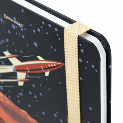 Блокнот с резинкой в клетку 96 л., А5, 145х203 мм, твердая обложка, BRAUBERG, "SpaceX", 113724