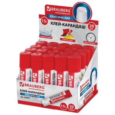 Клей-карандаш BRAUBERG, 15 г, 220870