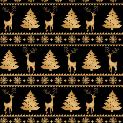 Бумага упаковочная новогодняя "Black&Gold" 70x100 см, 5 дизайнов ассорти, ЗОЛОТАЯ СКАЗКА, 591584