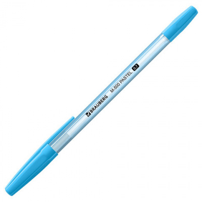 Ручка шариковая BRAUBERG "M-500 PASTEL", СИНЯЯ, корпус ассорти, узел 0,7 мм, линия письма 0,35 мм, 143450
