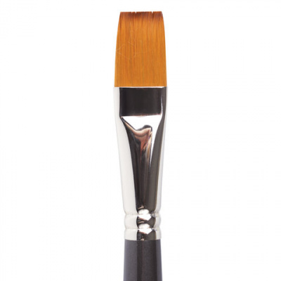 Кисть художественная профессиональная BRAUBERG ART CLASSIC, синтетика мягкая под колонок, плоская, № 18, короткая ручка, 200704