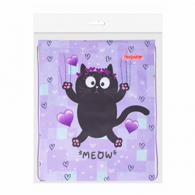 Мешок для обуви ПИФАГОР, 1 отделение, 42х34 см, "Falling cat", 272383