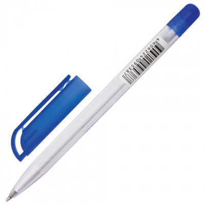 Ручка шариковая масляная BRAUBERG "OIL PEN", СИНЯЯ, корпус прозрачный, 0,7 мм, линия 0,35 мм, 141476