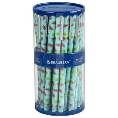Ручка шариковая BRAUBERG SOFT TOUCH STICK "JUICY FRUIT", СИНЯЯ, мягкое покрытие, узел 0,7 мм, 143704