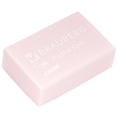 Ластики BRAUBERG "Pastel Soft" НАБОР 12 шт., размер ластика 31х20х10 мм, экологичный ПВХ, 229598