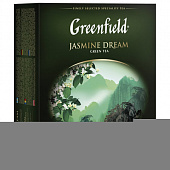 Чай GREENFIELD "Jasmine Dream" зеленый с жасмином, 100 пакетиков в конвертах по 2 г, 0586-09