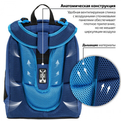 Ранец BRAUBERG PREMIUM, 2 отделения, с брелком, Sports, 38х29х16 см, 227814