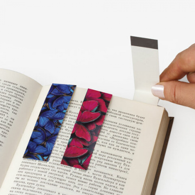 Закладки для книг с магнитом "КРАСКИ ЛЕТА", набор 6 шт., блестки, 25x196 мм, ЮНЛАНДИЯ, 111643
