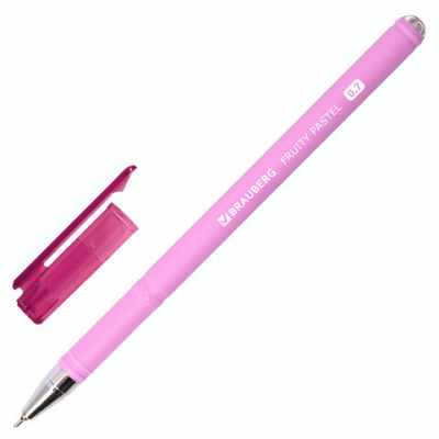 Ручка шариковая масляная BRAUBERG "FRUITY Pastel", СИНЯЯ, soft-touch, узел 0,7 мм, линия письма 0,35 мм, 142958