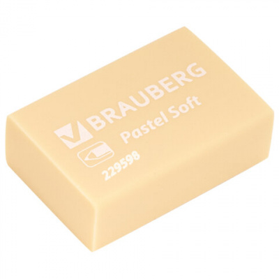 Ластики BRAUBERG "Pastel Soft" НАБОР 12 шт., размер ластика 31х20х10 мм, экологичный ПВХ, 229598