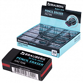 Ластик BRAUBERG "BlackJack", 40х20х11 мм, черный, прямоугольный, картонный держатель, 222466