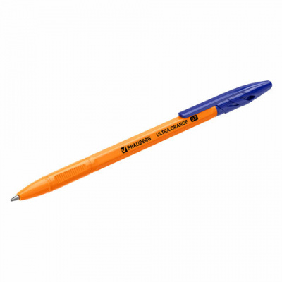 Ручки шариковые BRAUBERG "ULTRA ORANGE", СИНИЕ, НАБОР 10 штук, корпус оранжевый, узел 0,7 мм, 143571