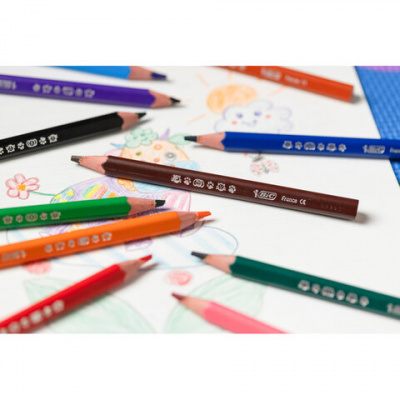 Карандаши цветные утолщенные BIC "Kids Evolution Triangle", 12 цветов, трехгранные, грифель 4 мм, 8297356, 82973511