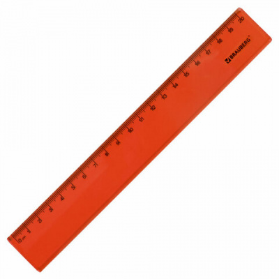 Линейка пластиковая 20 см BRAUBERG "FRUITY", тонированная, ассорти, 210766