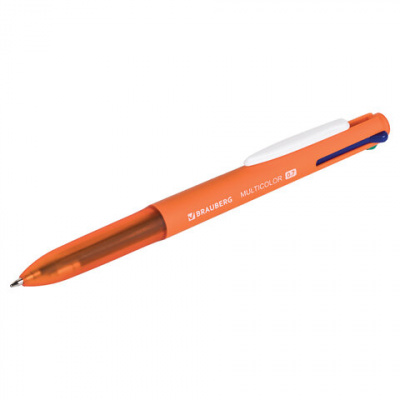 Ручка многоцветная шариковая автоматическая BRAUBERG "MULTICOLOR", 4 ЦВЕТА, корпус ассорти, линия 0,35 мм, 143458