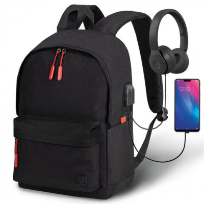 Рюкзак BRAUBERG URBAN универсальный, с отделением для ноутбука, USB-порт, "Energy", черный, 44х31х14 см, 270805